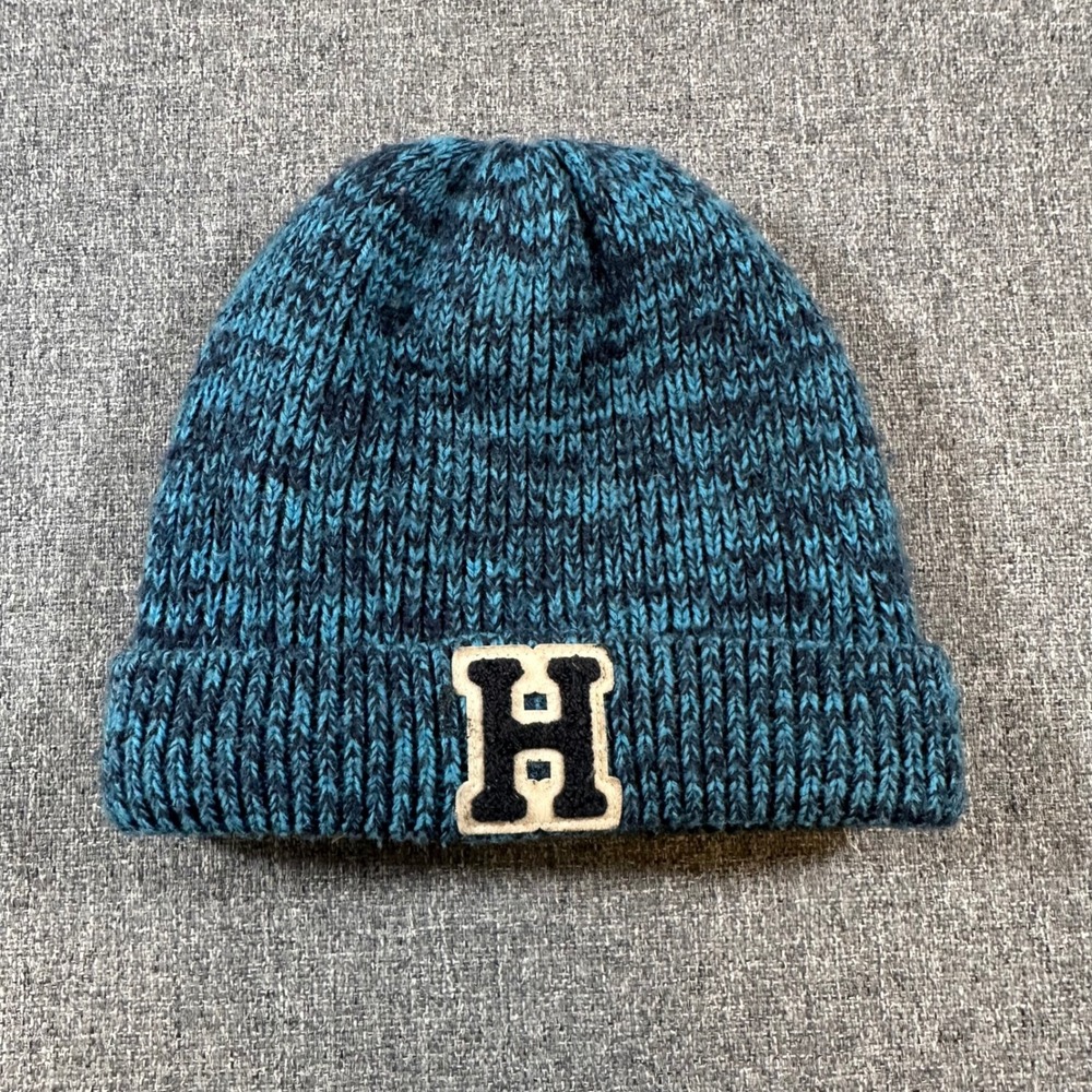 Tommy Hilfiger Toddler Boys Beanie Hat Blue Knit Fleece Lined Winter Cap Size 2